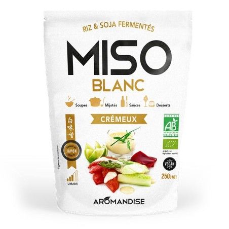 Cremiges weißes Bio-Miso, ein Muss in der japanischen Küche (Reis und fermentierte Sojabohnen) - 250g - Aromandise
