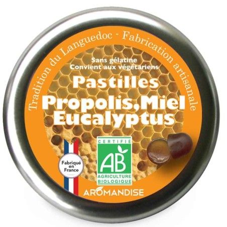 Pastilles artisanales BIO du Languedoc, au Propolis et Eucalyptus - 45g - Aromandise