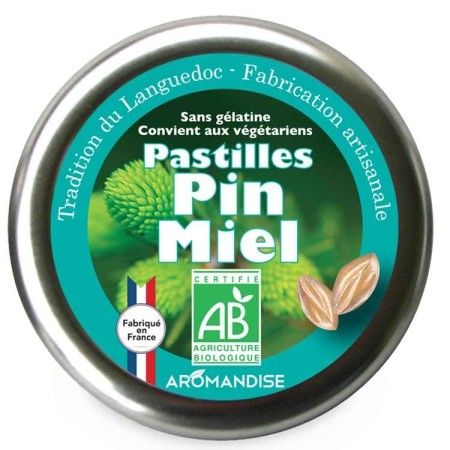 Pastilles artisanales BIO du Languedoc, au Pin et au Miel - 45g - Aromandise