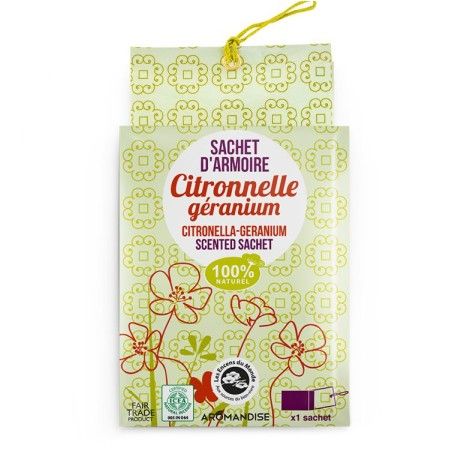 Duftsäckchen Sommer, 100% natürlich und Fairtrade, Zitronengras und Geranie - 15g - Les encens du monde