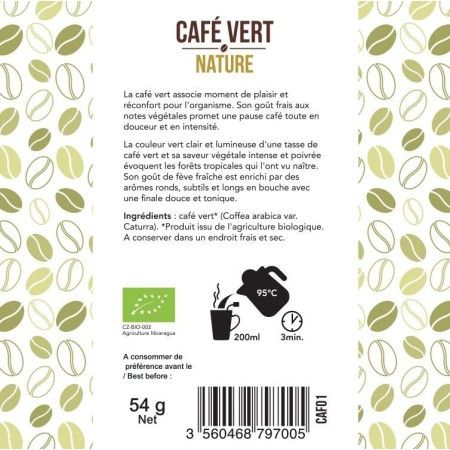 Café vert BIO en sachets, Nature - 18 sachets, 54g - Aromandise